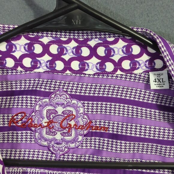 Robert Graham Shirt Men's 4XL Purple Flip Cuff Long Sleeve Button Up - Picture 4 of 11